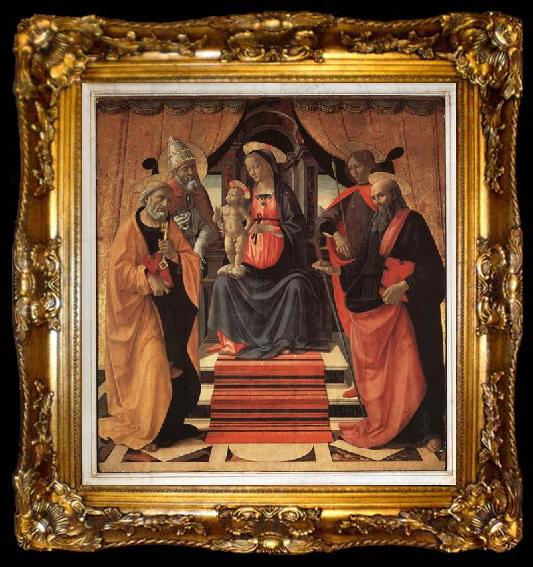 framed  Domenicho Ghirlandaio Thronende Madonna mit den Heiligen Petrus,Clemens,Sebastian und Paulus, ta009-2